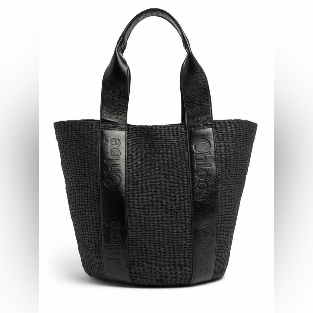 Chloé Woody Large cotton Basket tote black bag